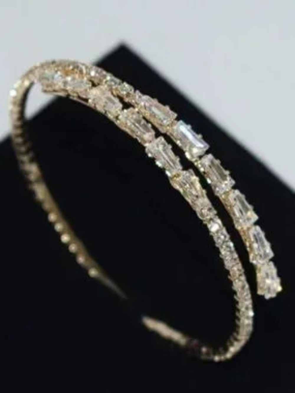 Gold Double Row Baguette CZ Bracelet